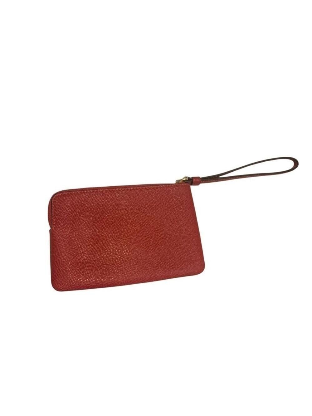 COACH Scarlet Red Pebbled Leather Wristlet - Picture 2 of 10